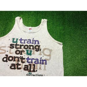 Vintage 90s Workout Exercise Training Men's Graphic Tank Top Tee ZL Gray USA